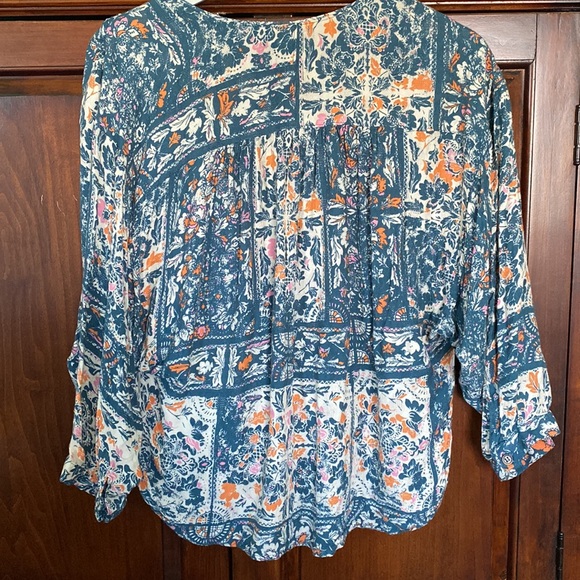 Maeve Anthropologie Gianna printed wrap top bohemian faux wrap floral print - Picture 4 of 16
